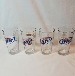 Miller Lite Minnesota Vikings Vintage Beer Glasses, Set of 4, GameDay Crew